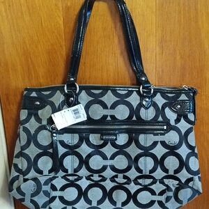 Coach Black and Gray Patterned Tote